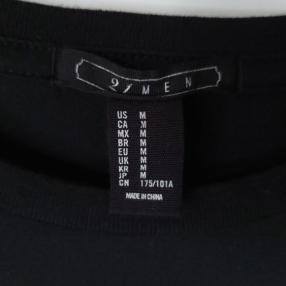 Forever 21 T Shirt Mens Size Medium Black Gray Stripe Crew Neck - Picture 6 of 7